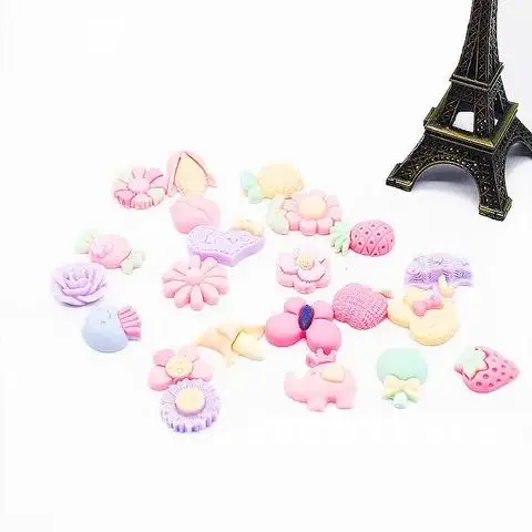 

50-100Pcs Cartoon Resin Candy Flowers Fruit AnimalCrafts Flatback Embellishments DIY Scrapbooking Girl Headdress Accessories