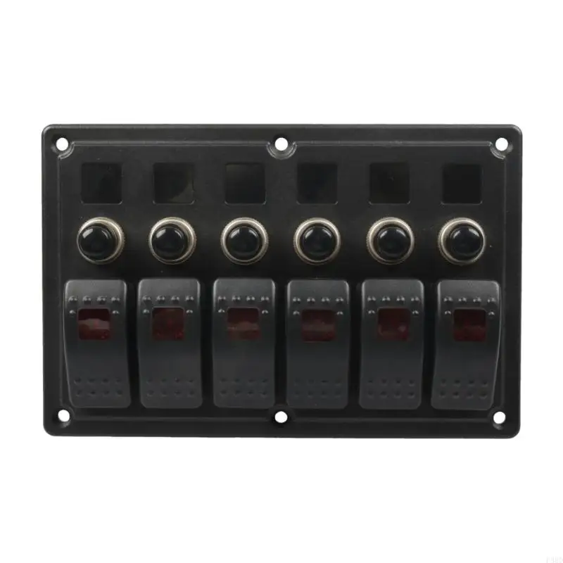 ABS 6 Gang Control Panel for Boat and Motorhome Electrical Areas, Integrated Control Board for Grouped Auxiliary Circuit Access