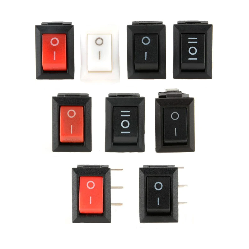 5PCS KCD11 10x15mm Push Button Switch 3A 250V Boat Car Snap-in on/Off Rocker Switch SPST 2Pin Snap-in On/Off Switch