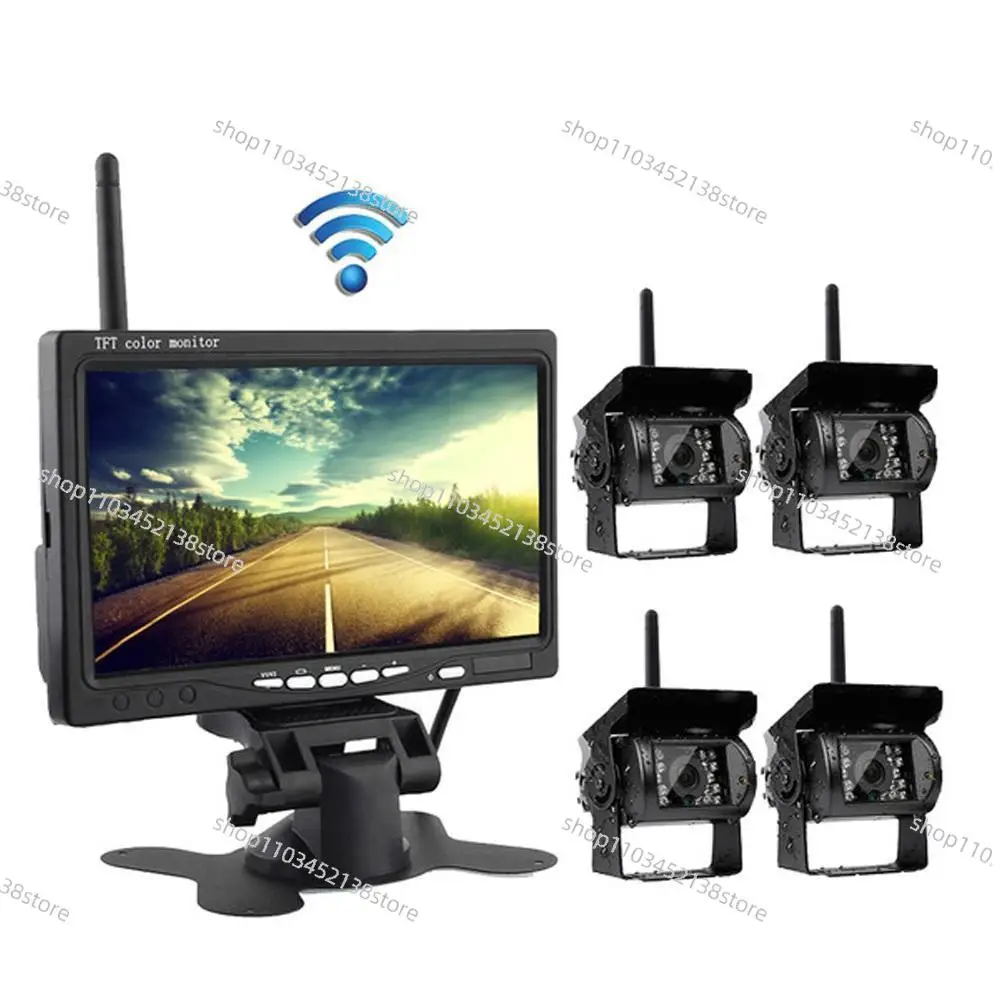 Rear view high-definition car reversing camera display, visible image radar all-in-one machine, rear night vision camera head