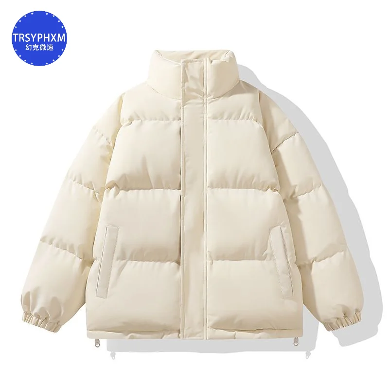 TRSYPHXM nueva chaqueta gruesa púrpura de invierno, chaqueta con cuello levantado para hombre, chaqueta holgada versión coreana, chaqueta versátil de moda para parejas