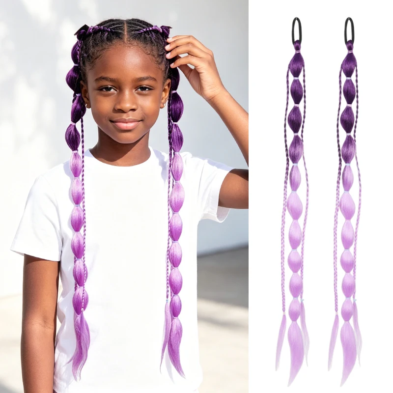Two-Piece Synthetic Gradient Ponytail Wig – Deep Purple to Light Lavender, Fun for Cosplay, Parties & Play