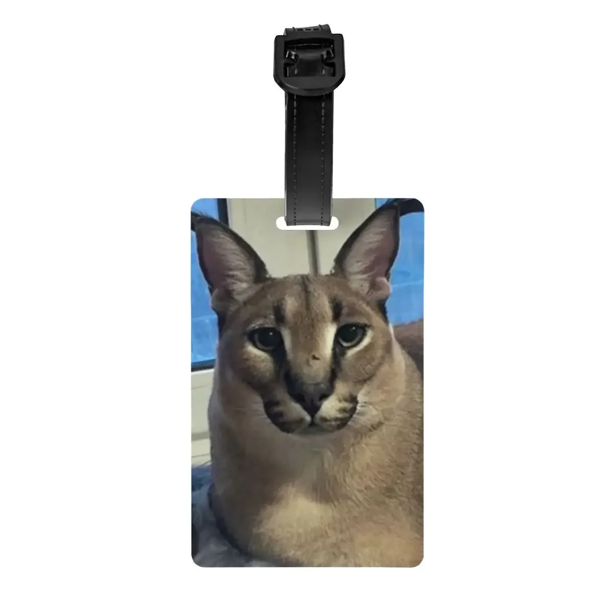 

Custom Big Floppa Funny Meme Luggage Tag Privacy Protection Caracal Cat Baggage Tags Travel Bag Labels Suitcase