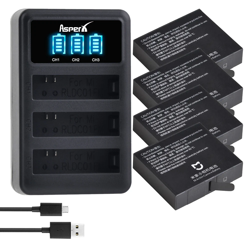 RLDC01FM بطارية وشاحن ل Xiaomi Mijia 4k ليثيوم أيون بوليمر Bateria ل Xiao Mi Mi Jia أكشن أجزاء الكاميرا الصغيرة الملحقات