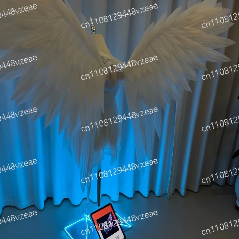 Wearable White Electric Angel Swallow Tail Wings Anime Cosplay Accessory, Electric Feather Wings for Party Halloween Cosplay