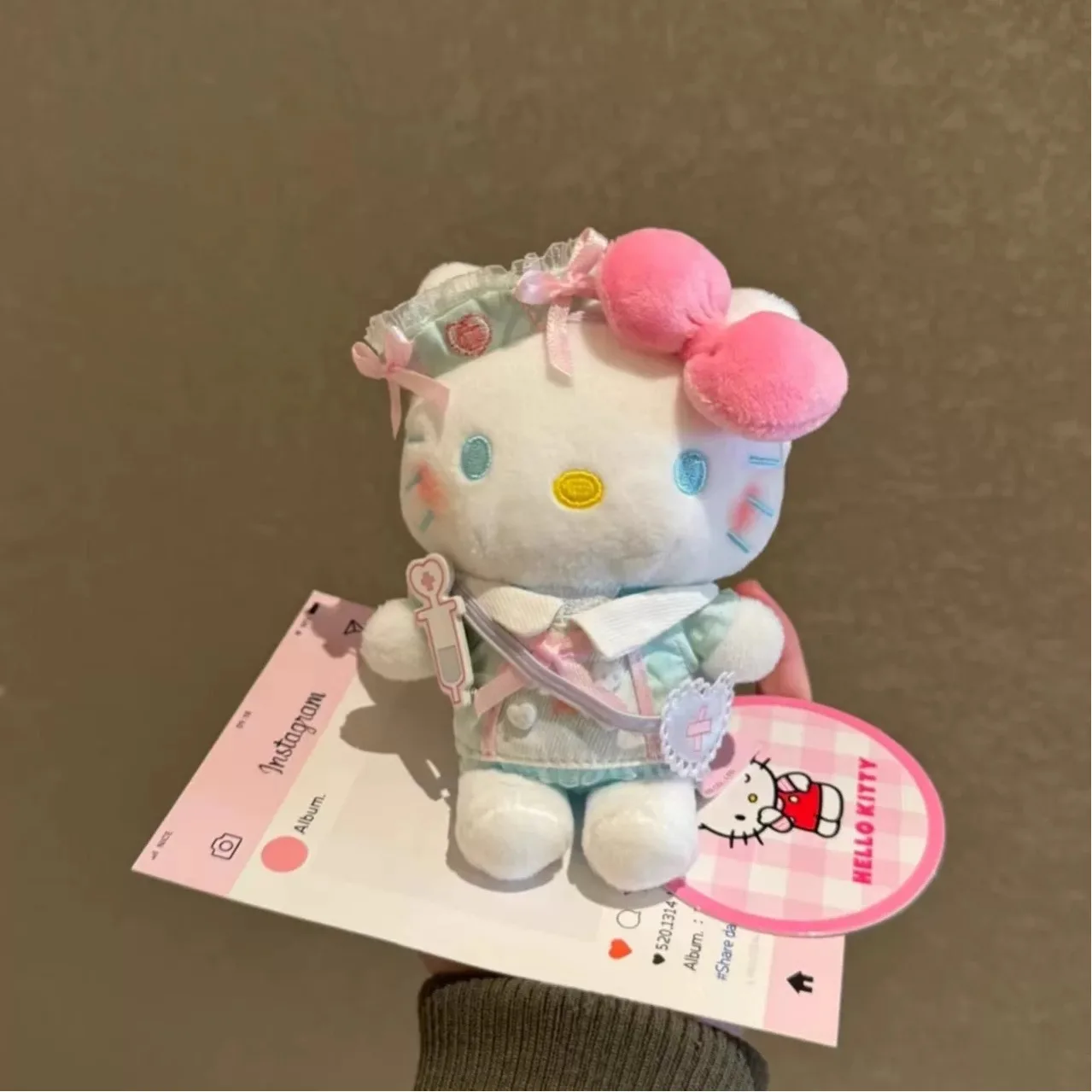 2025 Hello Kitty Cute Blue Visor Blue Backpack Pants Keychain Car School Bag Pendant Kids Plush Toy Keyring Birthday Gift