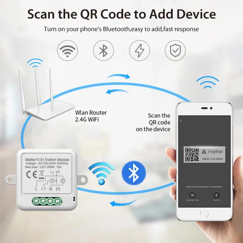 WiFi Smart Switch Módulo Matéria, Protocolo APP, disjuntor de relé remoto sem fio, Suporte Siri Alexa Início Kit