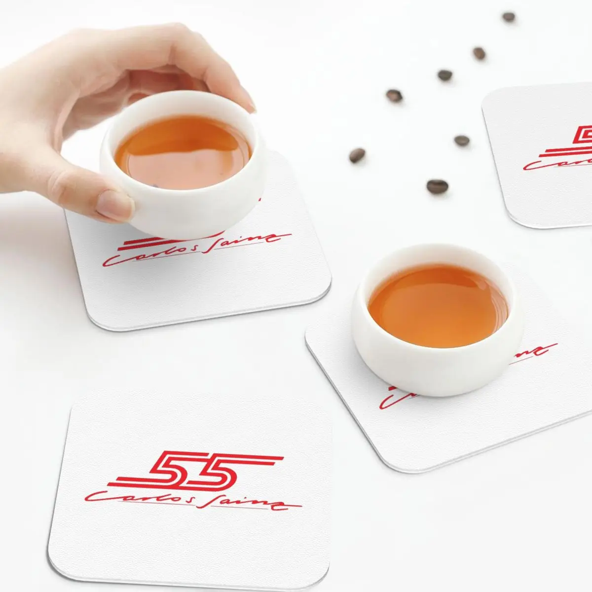 Carlos Sainz Jr F1 Signature Graphic - Dark Coasters Kitchen Placemats  Insulation Cup Coffee Mats  Tableware Pads Set of 4