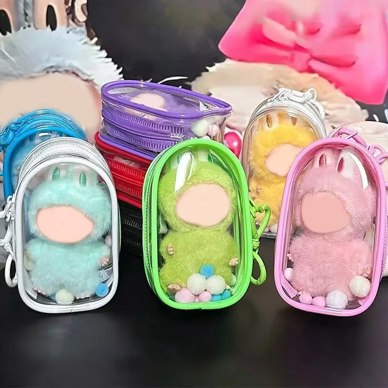 Suitable for 10cm stretch cloth and plush toy protective cover, with transparent strap hanging PVC display bag