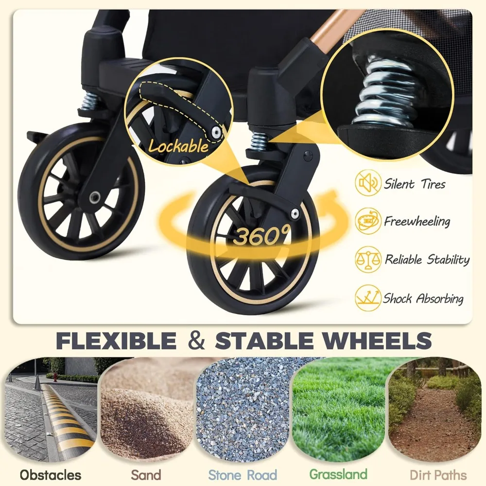 Wózek dla małych psów, lekki wózek dla psów i kotów z 6-stopniową amortyzacją, odpinany transporter