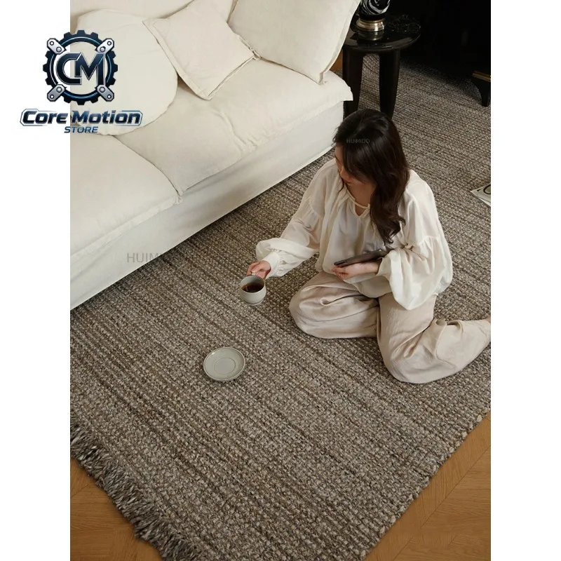 No Glue Hand Woven Carpet Villa Customize Large Coffee Table Floor Mat Wool Handmade Living Room Carpet Retro Luxury Bedroom Rug