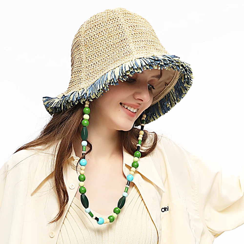 OhSunny Bucket Caps Multifunctional Straw Hat 2024 Fashion Colorful Sunhats for Women Spring Summer Travel UV Protection