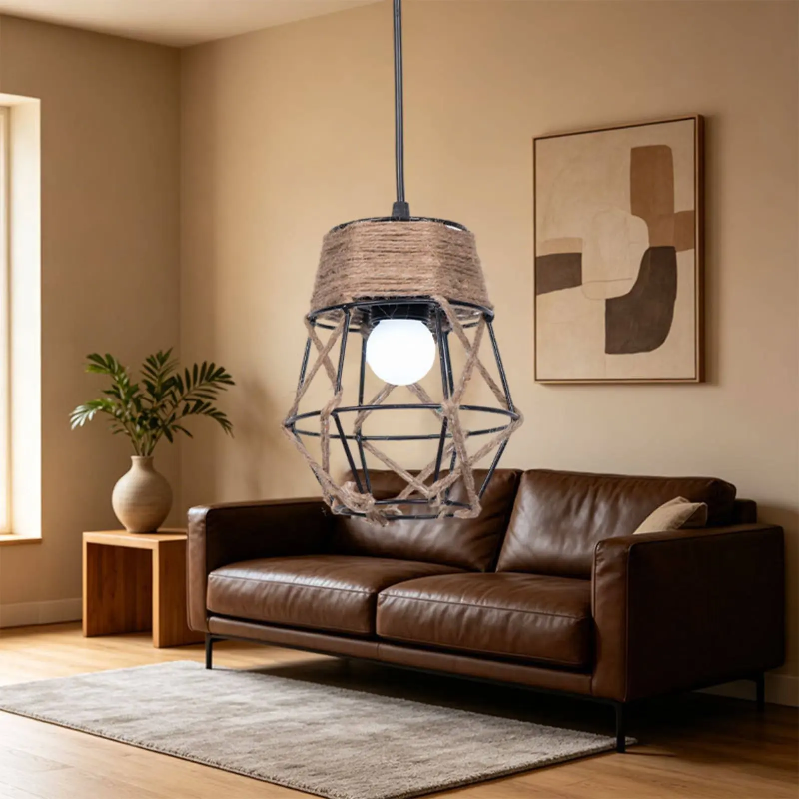 

Hemp Rope Lampshade Retro Design Rope Lampshade Industrial Hanging Shade Decorative Vintage Hanging Shade Hand-Woven for Bar