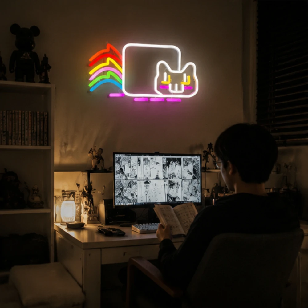 Letreiro LED Neon Gato Arco-Ír - Ambient Light Bar Usb avaliação e preço