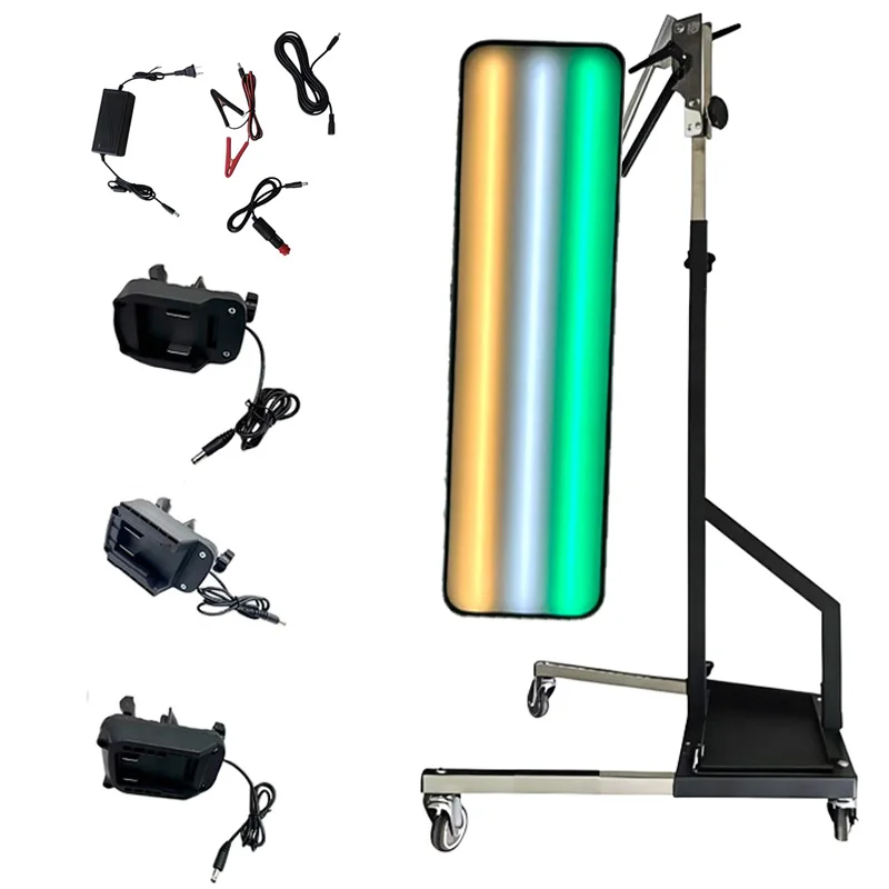 9LED Car Dent Repair Light Four Wheels 93*26cm Paintless Dent Repair Kit Mobile Wheel Stand 115cm Adjustable Checking Lamp