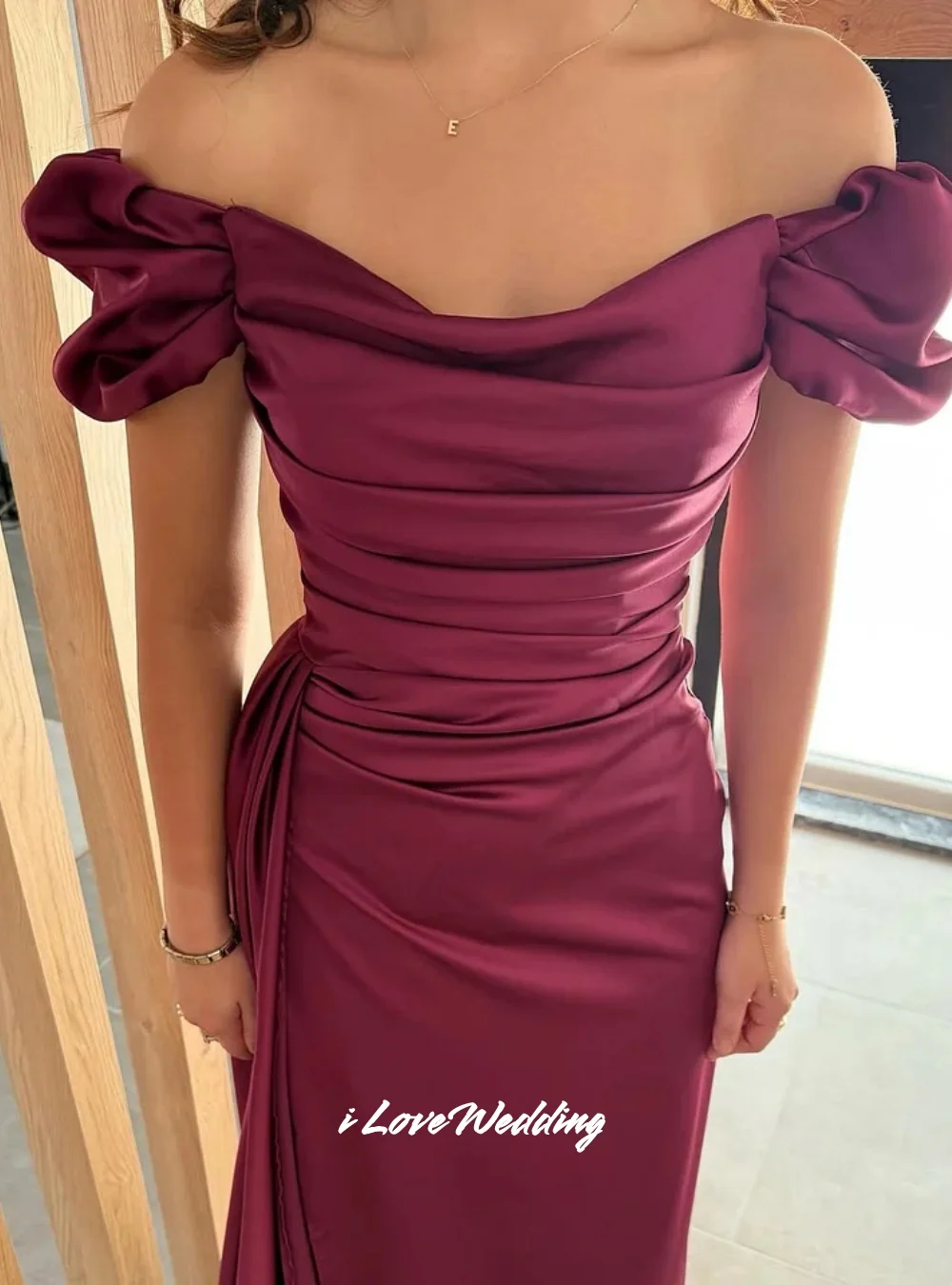 Burgundy Strapless Evening Dresses 2025 Off Shoulder Backless Mermaid Side Split Floor-Length Pleated Party Dresses Customized