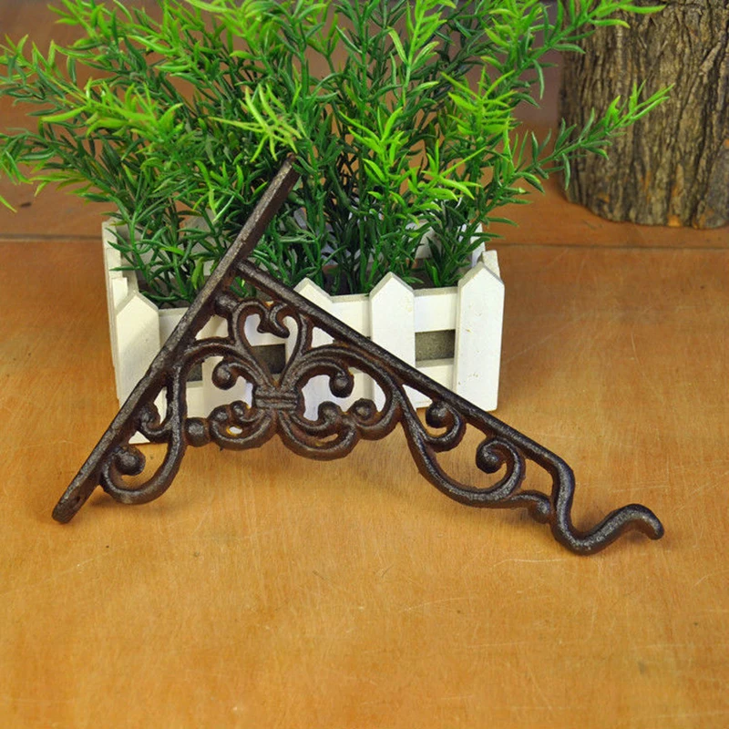 1pc Flower planter Lantern Hanger Hooks Hanging Basket Iron Wall Mounted Garden Home decor Vintage Style Rack Shelf