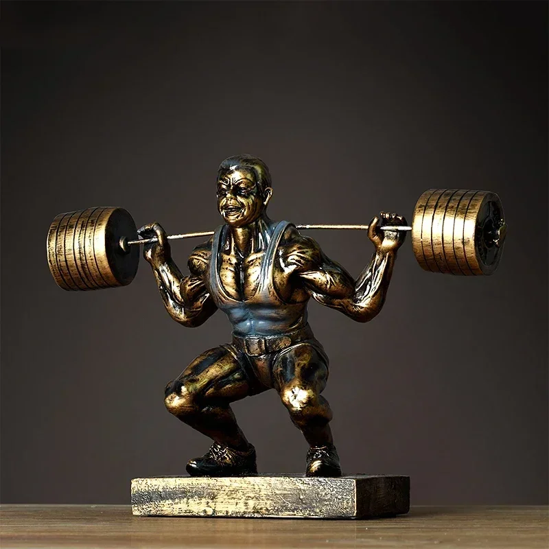 American Home Creative Gym Decoration Crafts Study Decoration Decoration Abstract Weightlifting Figure Resin Sculpture Ornaments