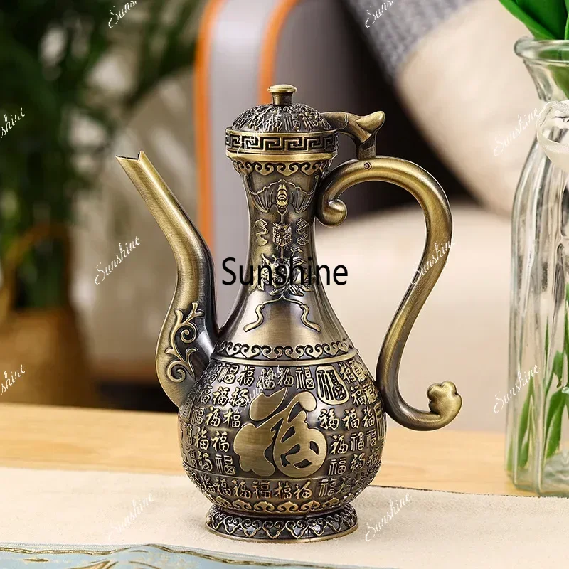 Chinese Baifu Longfeng Metal Wine Distributor Decoration Wine Pot Home Retro Creative Light Luxury High-end Living Room Gifts