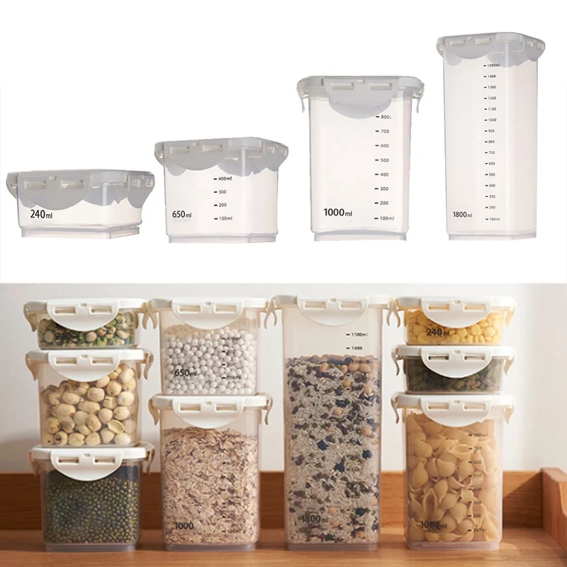 Food Storage Containers Kitchen Storage Organization Kitchen Storage Box Jars With Scale Display Kitchen PET Grain Storage Tank