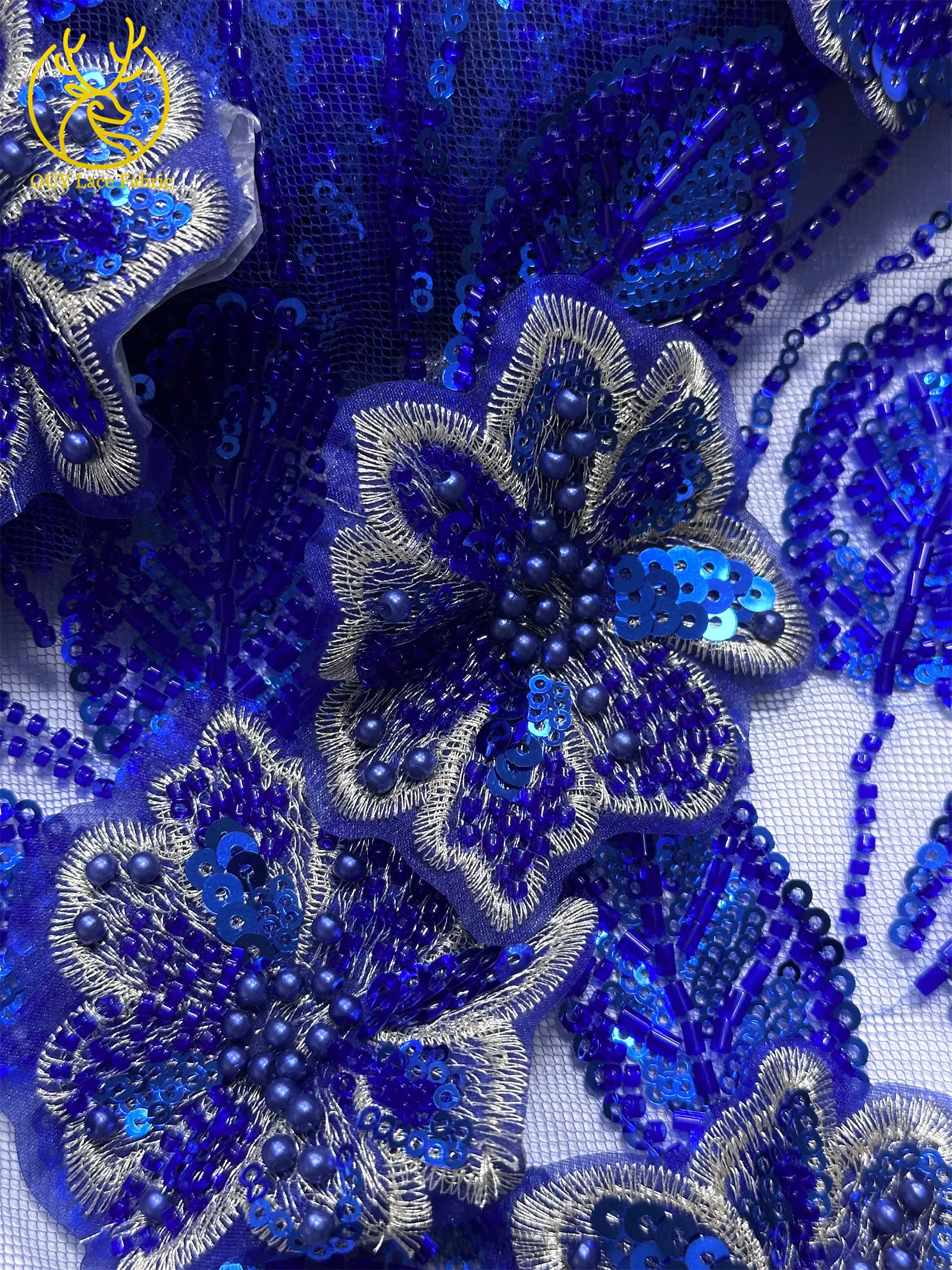 Französischer afrikanischer 3D-Spitzenstoff 2026 mit Perlen, hochwertige Pailletten-Stickerei für Frauen, Hochzeitskleid, nigerianischer Netzstoff zum Nähen – Detail 23