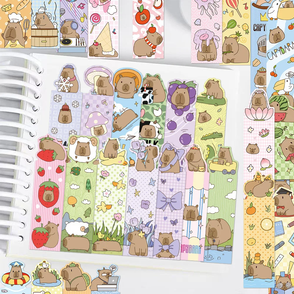 30 Cute Cartoon Capybara Bookmark Small Niche Decoration Reading Book Bookmark Desk Hand Account Portable Bookmark
