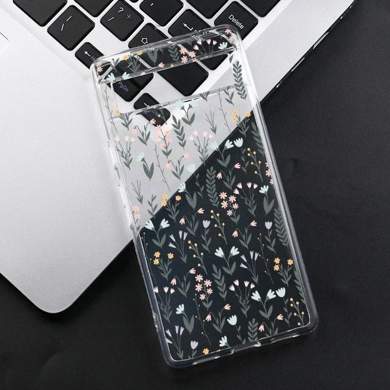 Мягкий прозрачный чехол для телефона с бледно-маленьким цветком для Google Pixel 8A 8 9 Pro XL 6A 7A 6 7 Pro 5G Cute INS Korean Shockproof Cover Fundas