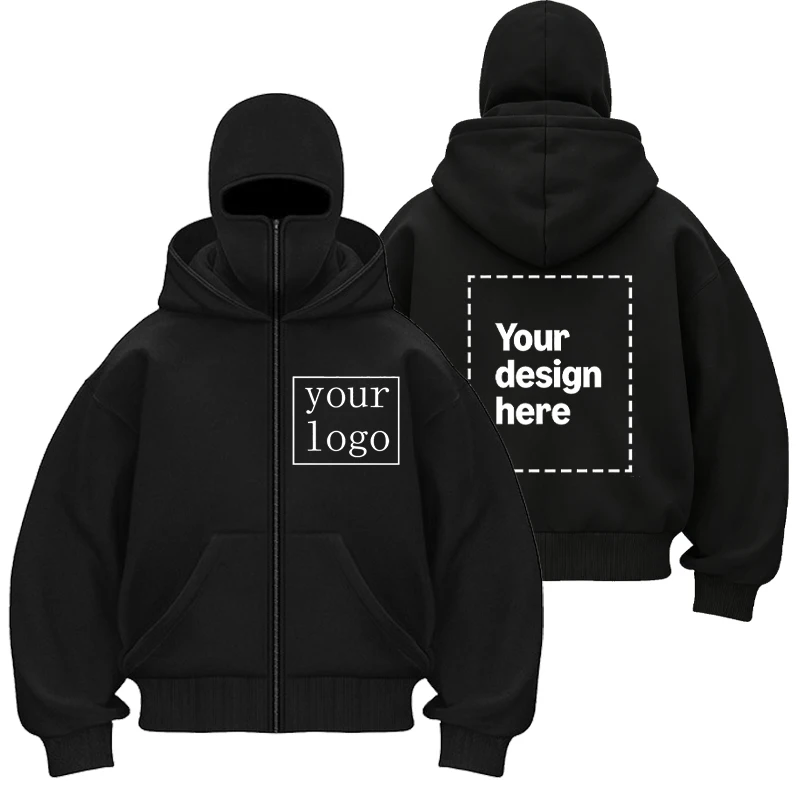 Men's Double-Capped Hooded Jacket For Car And Motorcycle Riding, Warm And Plush, Fashionable And Loose, With Zipper Hood