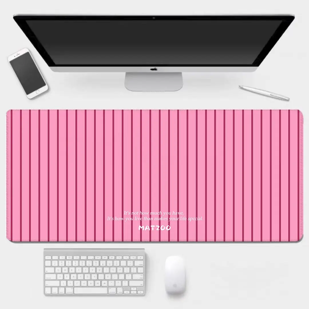 Summer ins Style Striped Grid Fresh Girl Rubber Mouse Pad PU Gaming Office Computer Pad Anti Slip and Dirt Resistant Desk Pad