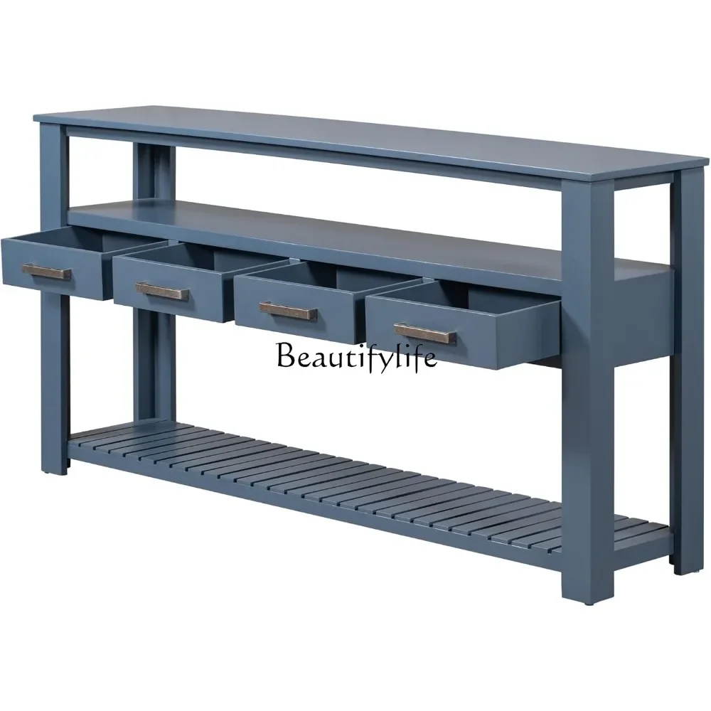 

z.Console Table, Sofa Table with 4 Drawers and 2 Shelves, Suitable for Entrance, Hallway, Living Room, Bedroom