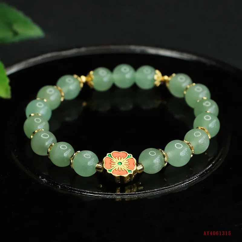 

Натуральный зеленый браслет из нефрита Донглинг, нефритовый браслет, украшения в этническом стиле для женщин