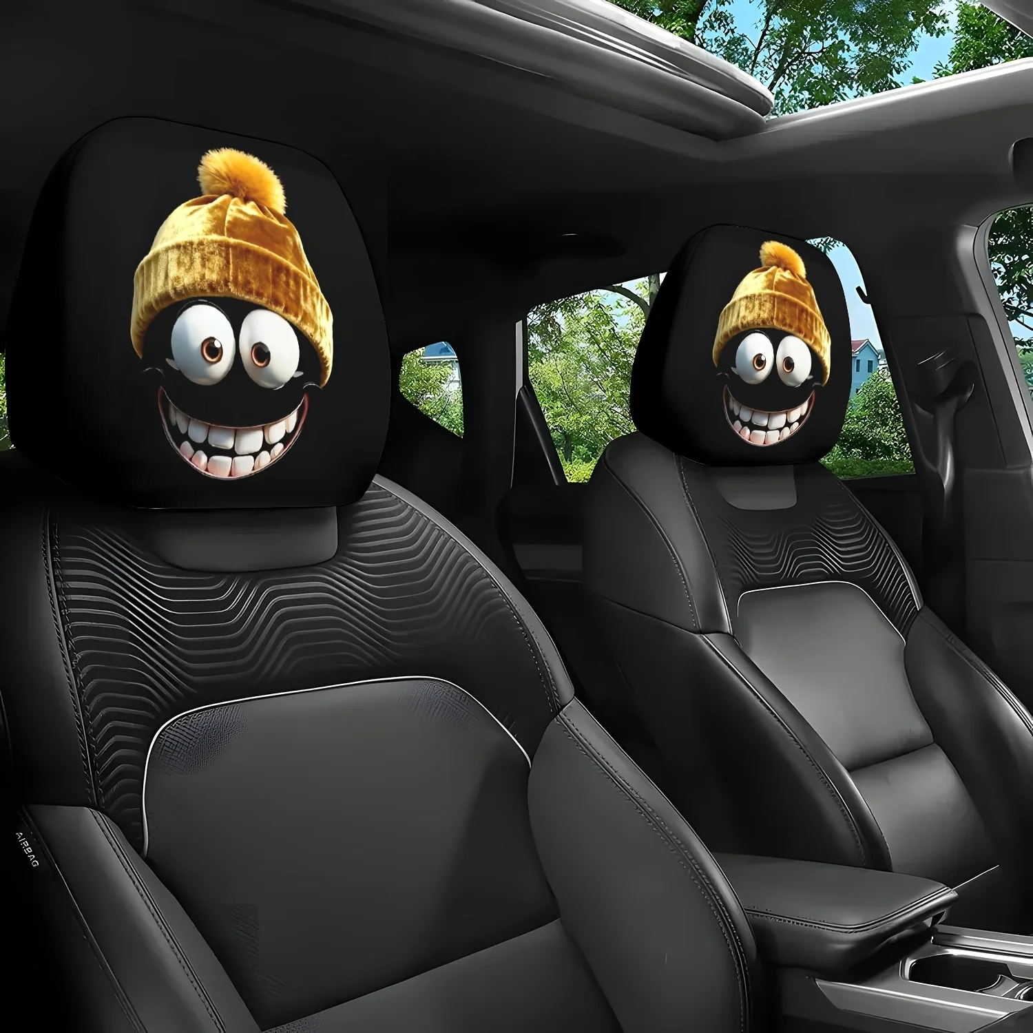 Winter limited edition golden woolen cap General Motors headrest Cover two-piece set, decorative car parts, perfect holiday gift