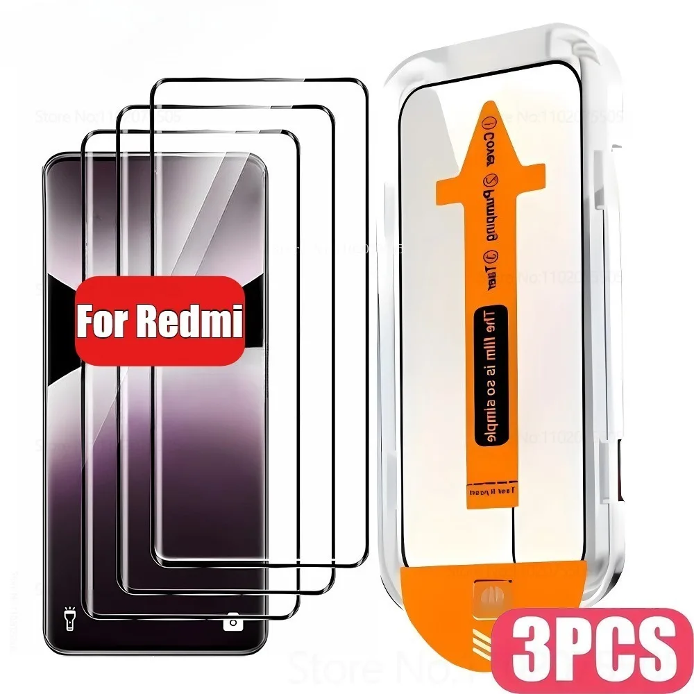 3 шт. закаленное стекло HD для Xiaomi Redmi 15 4G 15C 13R 14R 14C 5G Защитная пленка для экрана для Redmi 13C 12C 12 4G Простая установка пленки