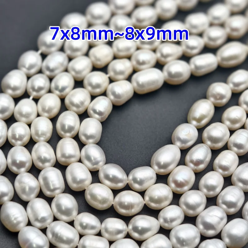 Medium Quality 6~7mm 8~9mm 10~11mm Rice Shape Natural White Pearl Beads DIY Necklace Bracelet Making Materials 5strands/lot