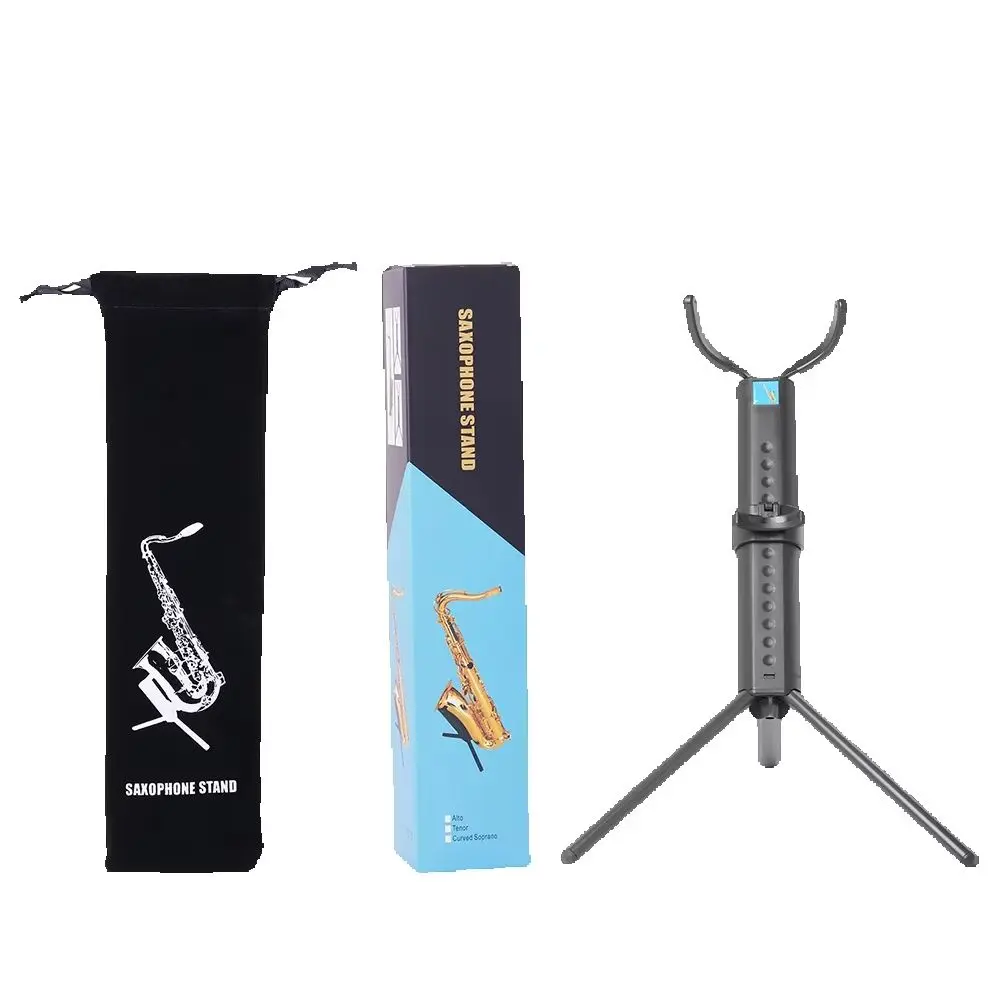 Tenor Saxophone Stand Foldable Portable Metal Tripod Sax Holder with Storage Bag for Alto Tenor Saxophone Woodwind Accessories