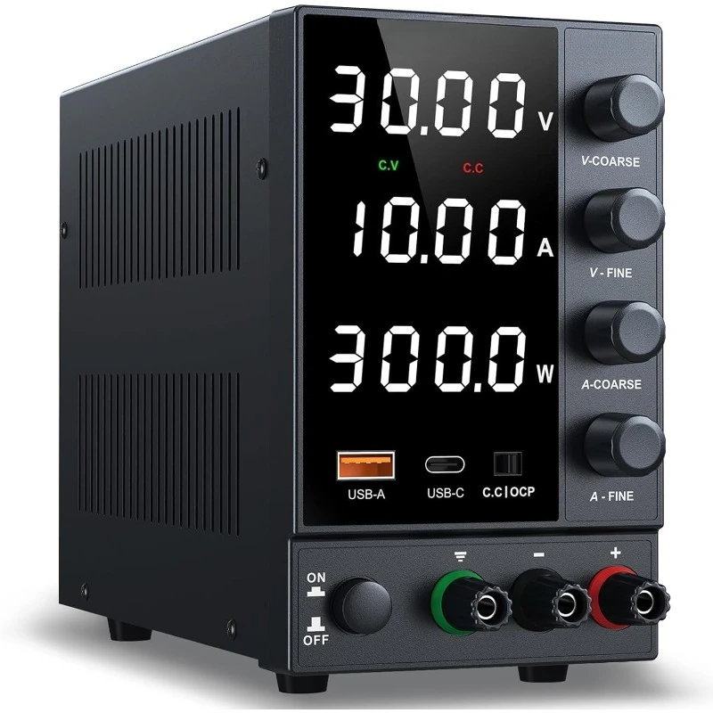 

DC Power Supply Variable 0-30V 0-10A, Adjustable Switching Regulated Bench Power Supplies with Encoder Coarse & Fine Knob,