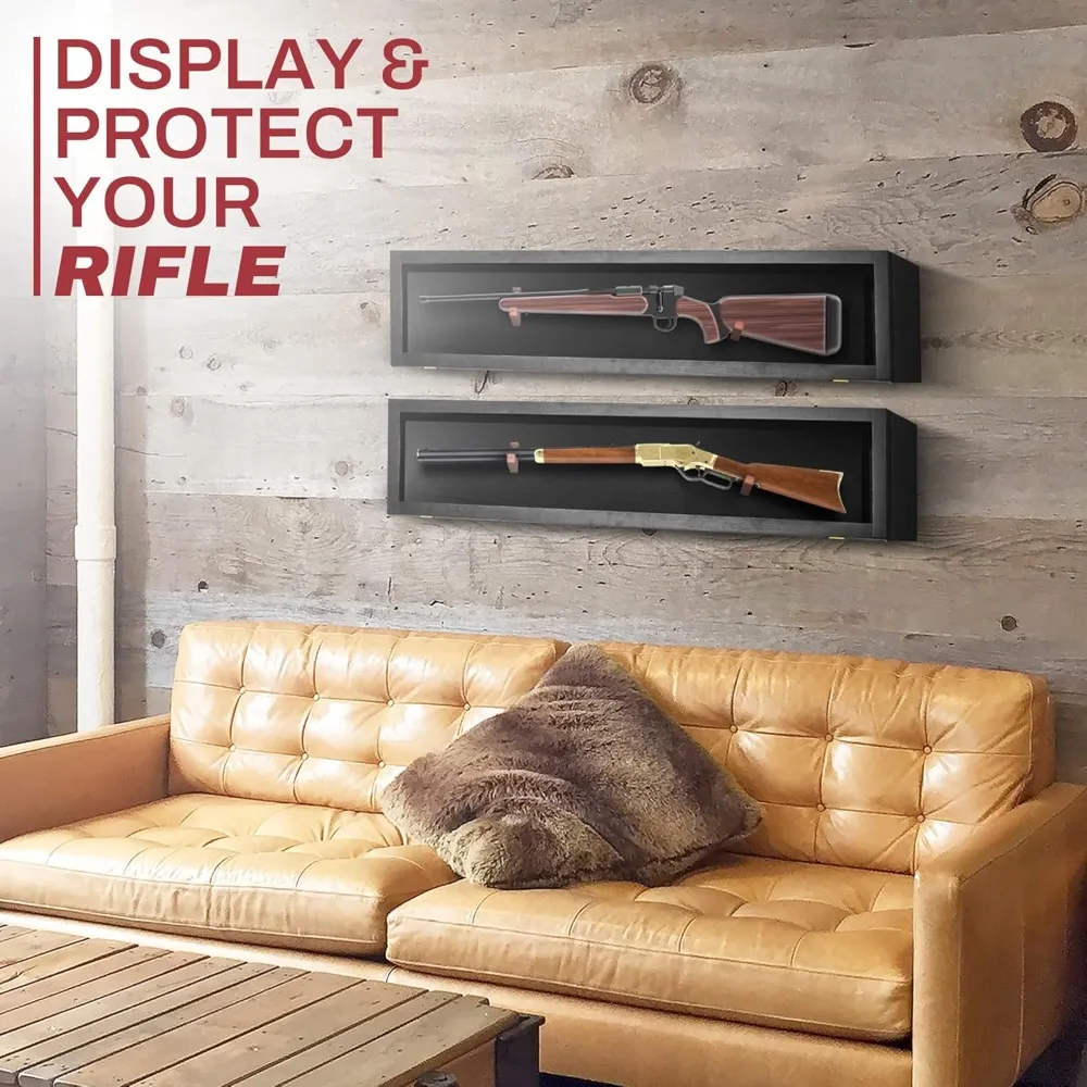 خزانة عرض آمنة للبندقية والبندقية مع حامل جداري للأسلحة النارية والسيوف