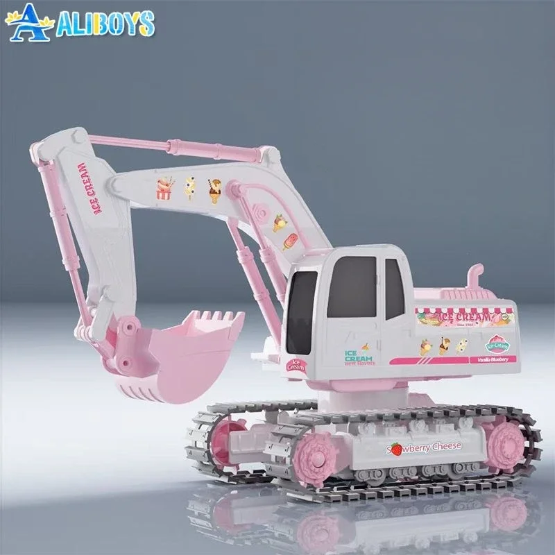 Pelle RC en alliage 1/24, véhicule d'ingénierie télécommandé, camion sur chenilles rotatif à 360 degrés, modèle de musique légère, jouet pour fille, cadeaux de noël