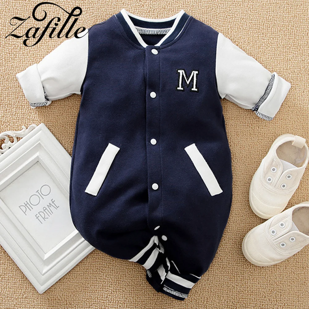 ZAFILLE Men\'s Baby Clothes For Newborns Boys Baseball Team Sport Jersey Baby\'s Rompers Letter Overalls For Kids Boys Jumpsuit