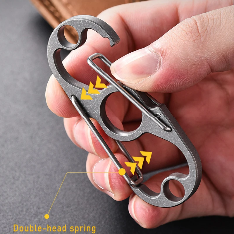 High Quality Double-Headed Waist Hanging Car Keychain Men Super Light Durable Titanium Alloy Outdoor Mountaineering Buckle