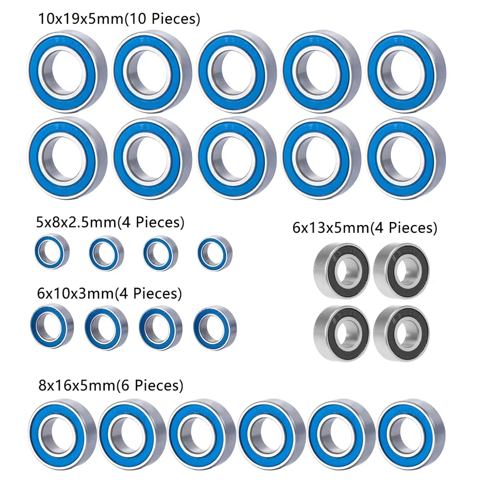 

28pcs Blue Sealed Ball Bearings Kit - Precision High Speed Bearing for RC Traxxas 1/8 Sledge 4WD Monster Truck