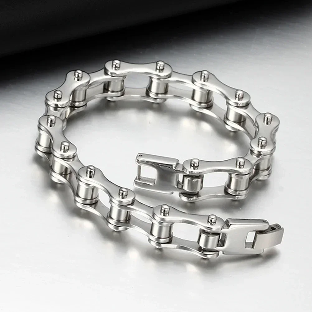 Stainless Steel Biker Chain Bracelet Mens Bracelet Link Chain Motorcycle Bicycle Style Bracelets Fashion Punk Bangles Jewelry