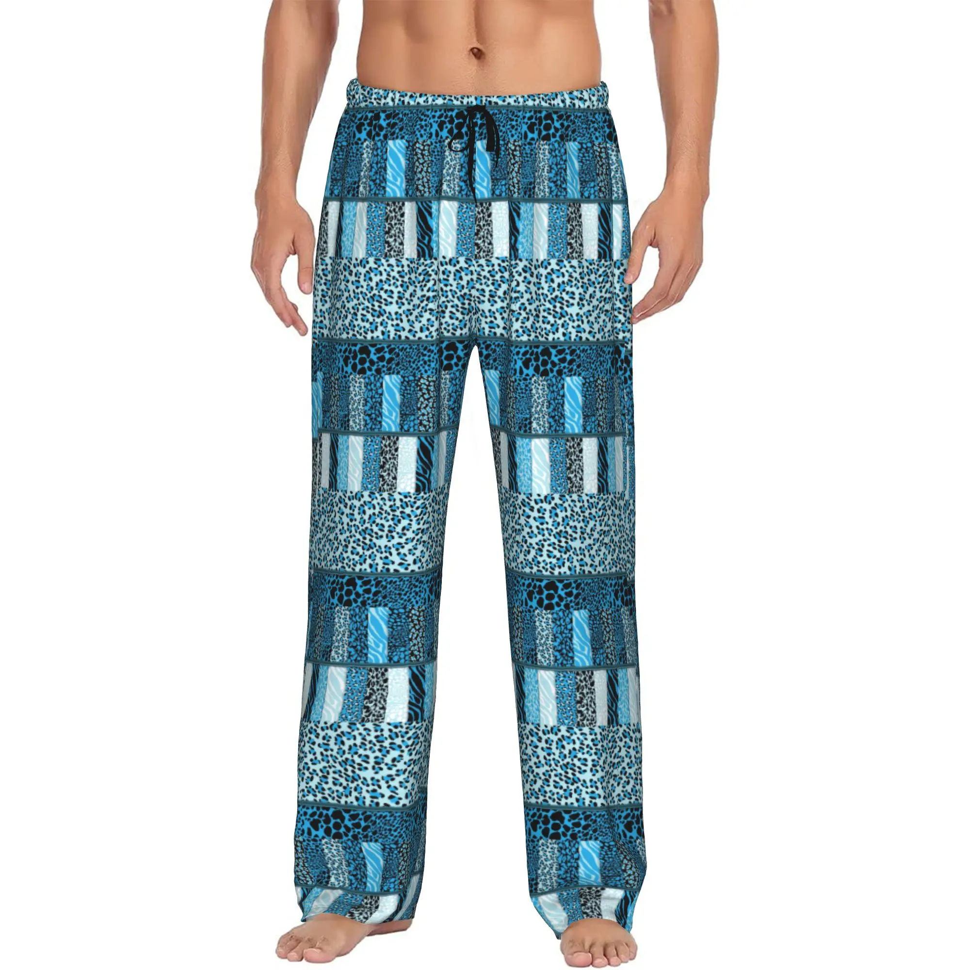 Custom Leopard Print Colorful Pajama Pants Sleepwear for Men Elastic Waistband  Sleep Lounge Bottoms with Pockets