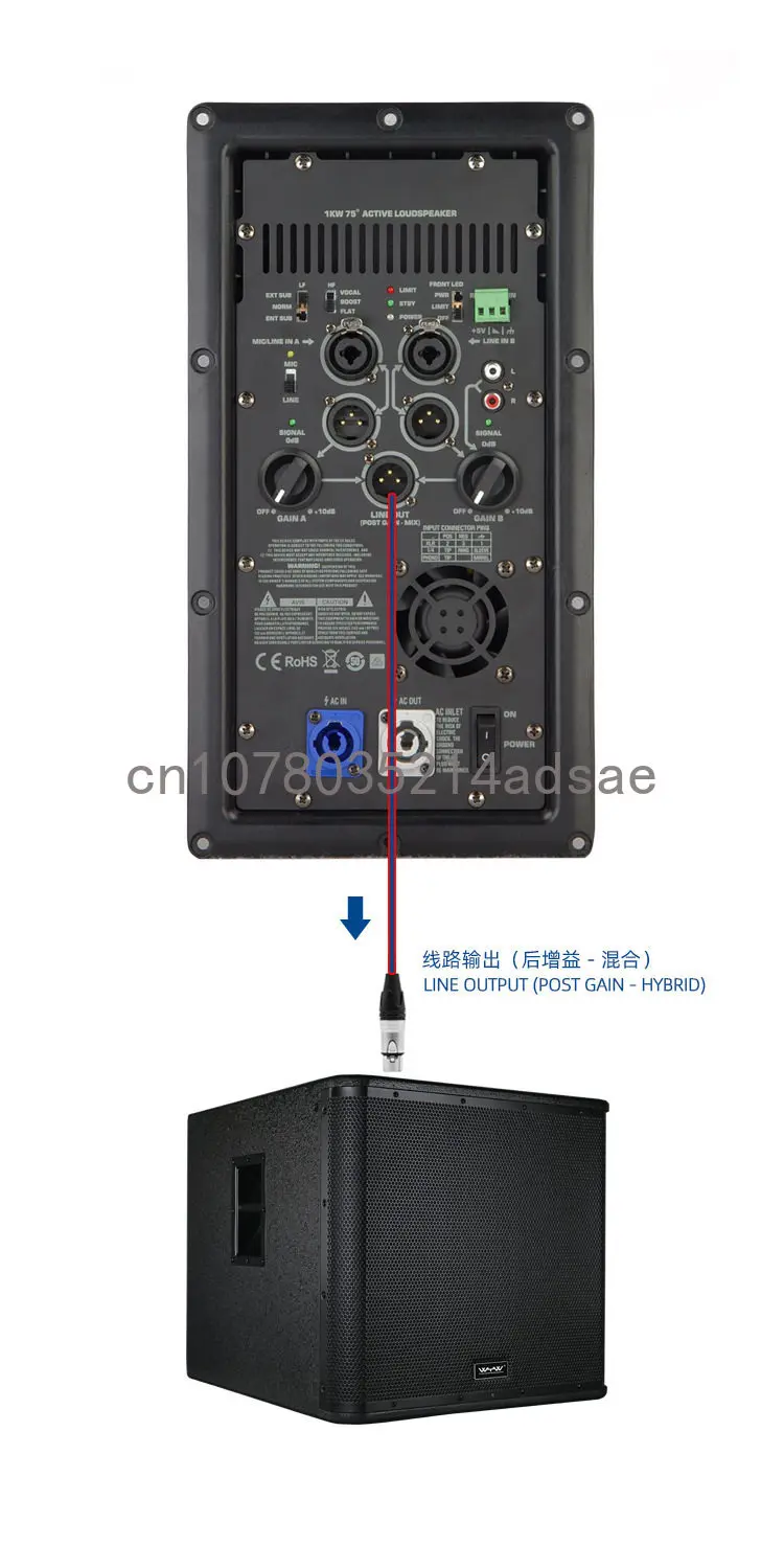 15-Inch 18-inch professional performance active speaker bass digital power amplifier rear panel module subwoofer view 2