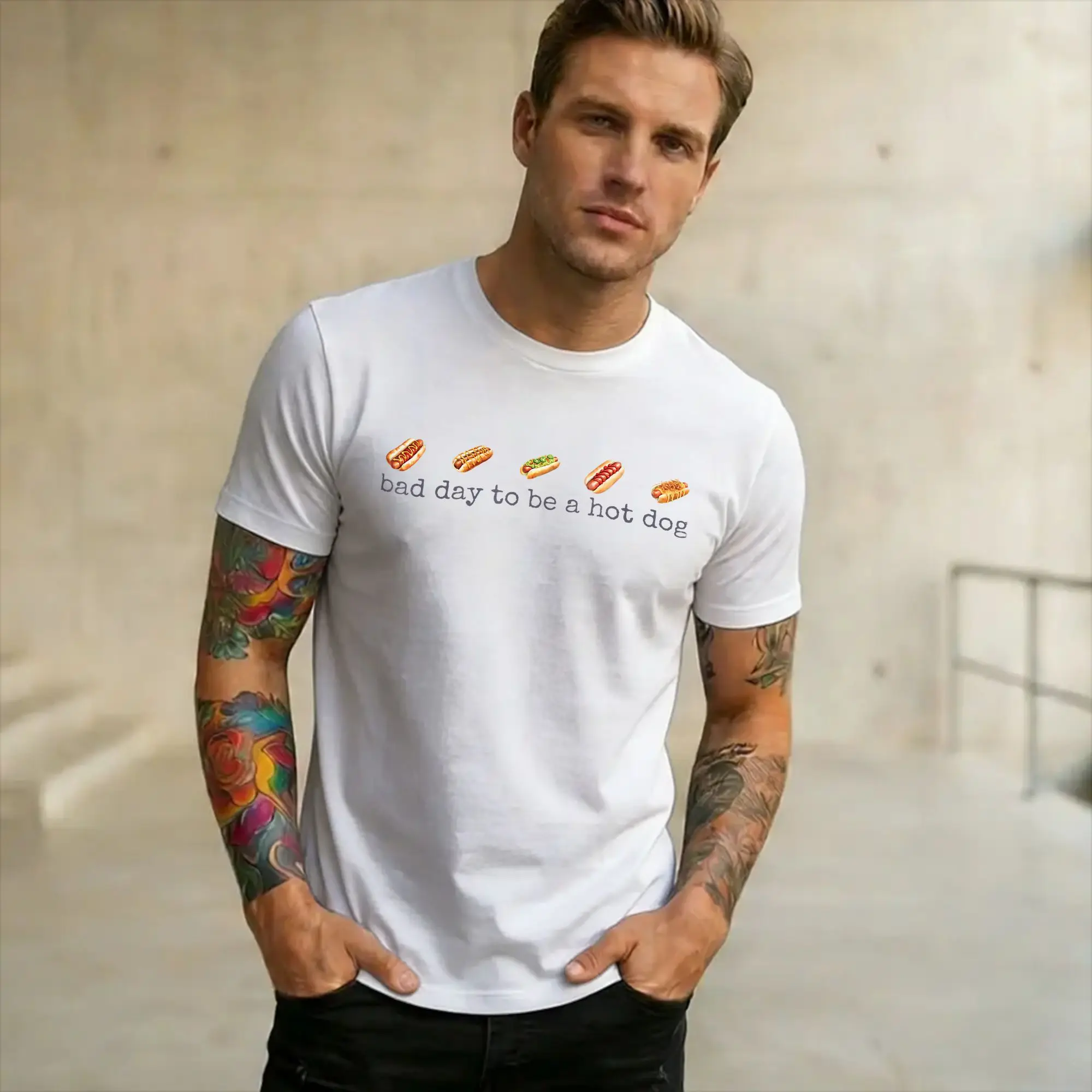Men Women Graphic Printing Funny to Be A Hotdog T Shirt Tee 100% Cotton  T-shirts Clothing