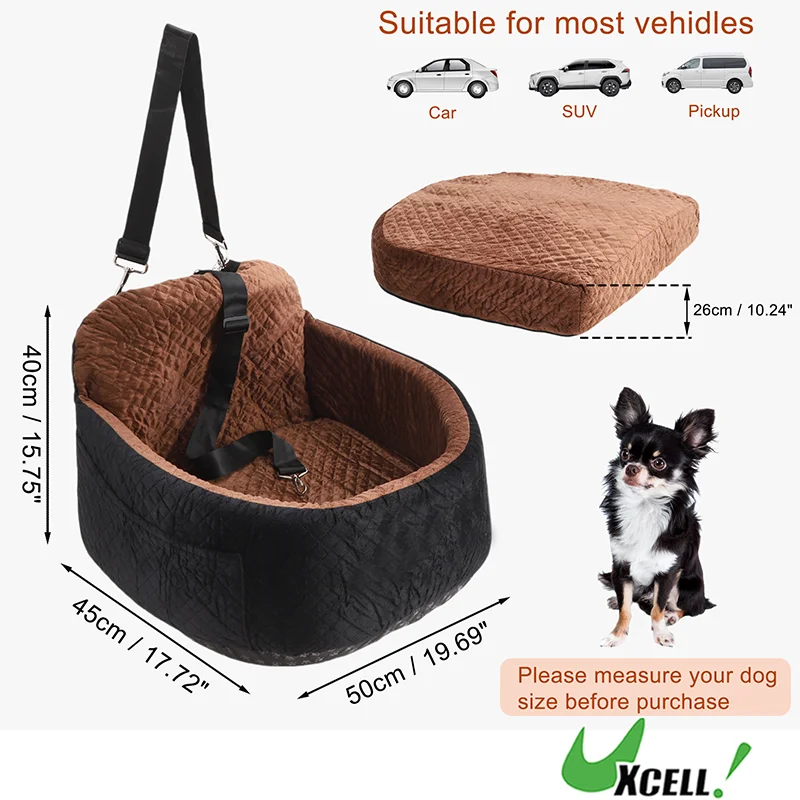 

UXCELL Fashion Dog Car Seat Casual Solid Dog Beds Mats for Small Medium Dog Removable Safe Comfortable Travel Dog Supplies