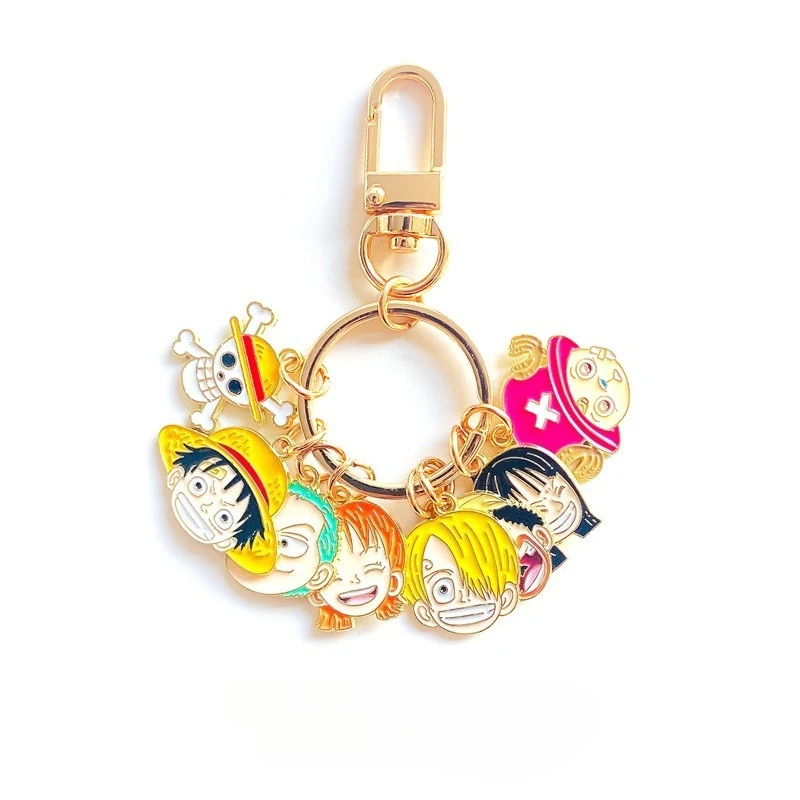 

New Cute Creative Anime Cartoon One Piece Luffy Roronoa Zoro Pattern Fashionable Versatile Decorative Portable Alloy Keychain