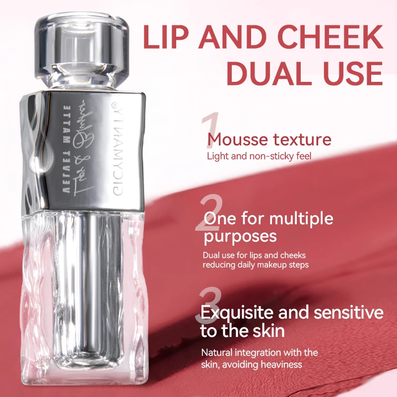 GICYMANTY Rossetto in velluto e mousse a doppio scopo per guance ha una consistenza liscia non è un trucco idratante e duraturo asciutto