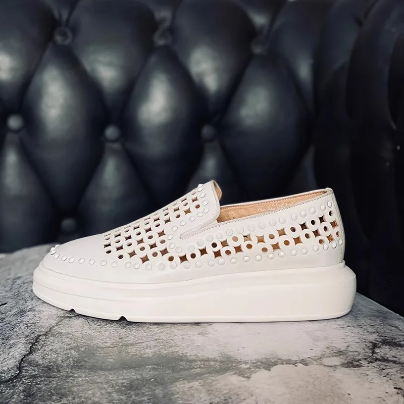 

Новый дизайн, модная повседневная обувь без шнуровки на толстой подошве, мужские молодежные лоферы из натуральной кожи, мужская обувь