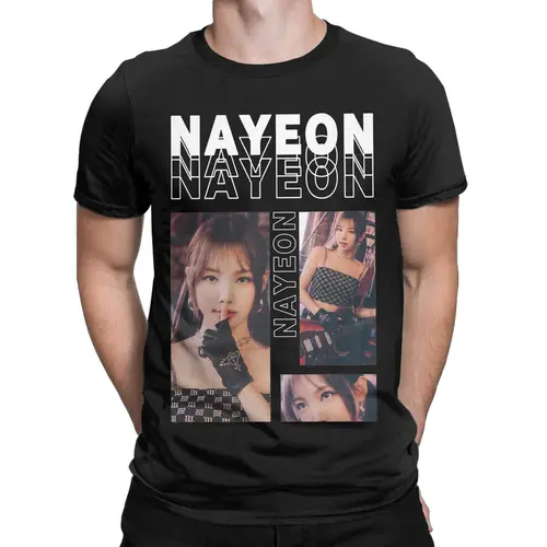 Imagen 2 del producto Ropa de calle Im Nayeon Kpop Twices, camisetas de manga corta con cuello redondo para hombre, ropa de verano de algodón